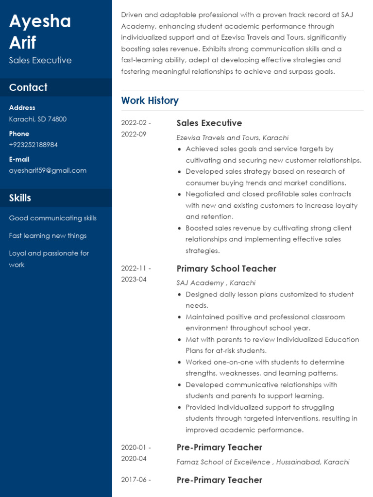 Ayesha Arif Resume | PDF | Human Communication