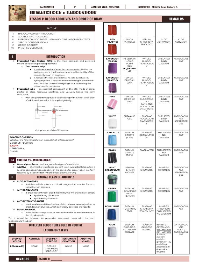 Blood Additives (Prelims) | PDF | Blood Plasma | Coagulation