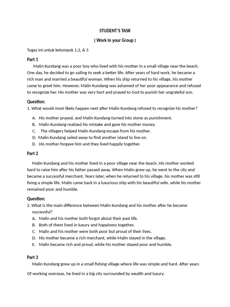 Student's Task in Group (135) | PDF