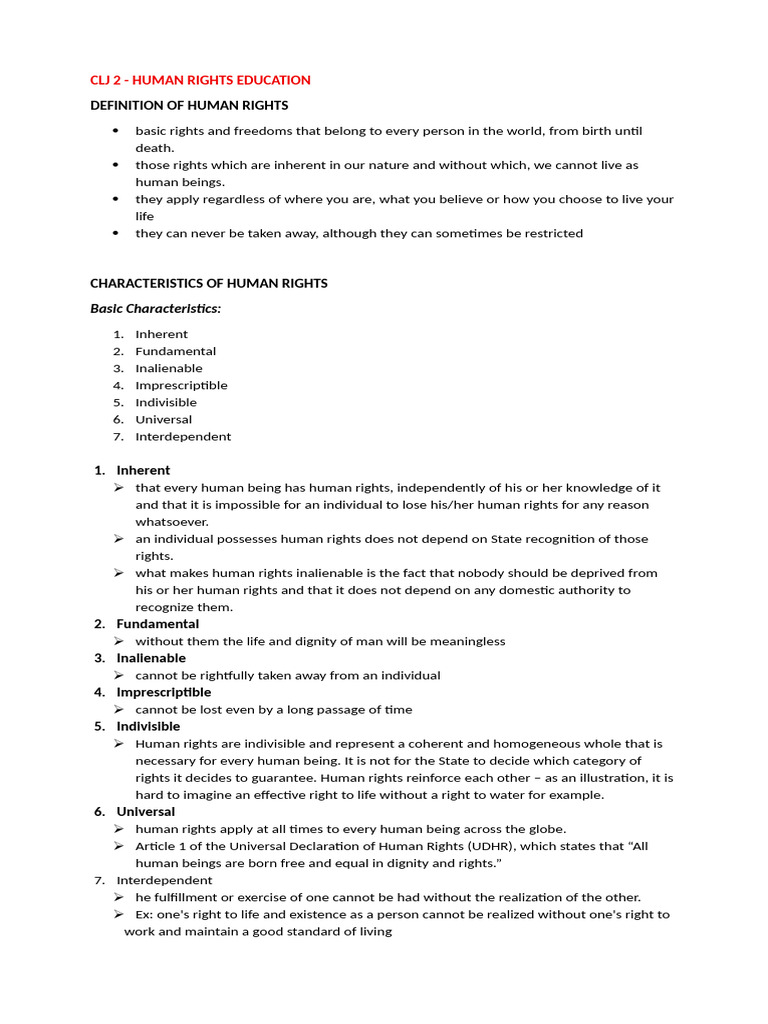 CLJ 2 Human Rights Part 1 | PDF | Human Rights | Natural Law