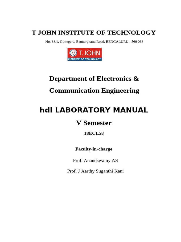 Tjit HDL Lab Manual 2020 | PDF | Hardware Description Language | Field ...