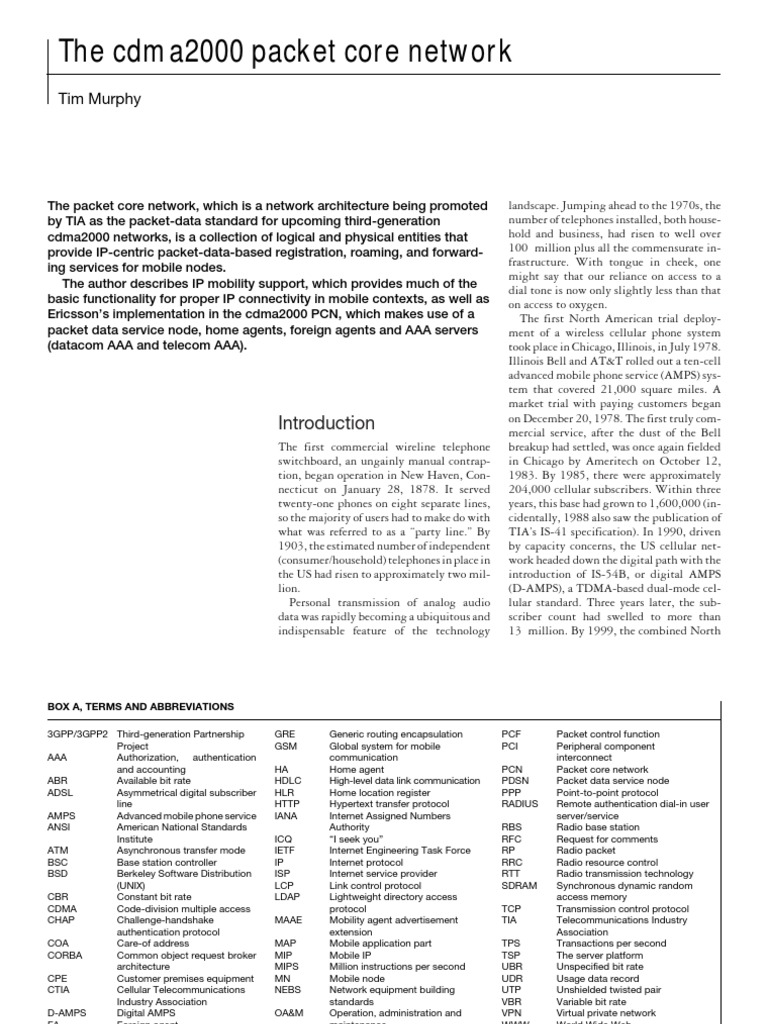 Cdma2000 Packet Core Network Overview | PDF | Radius | Internet Protocols