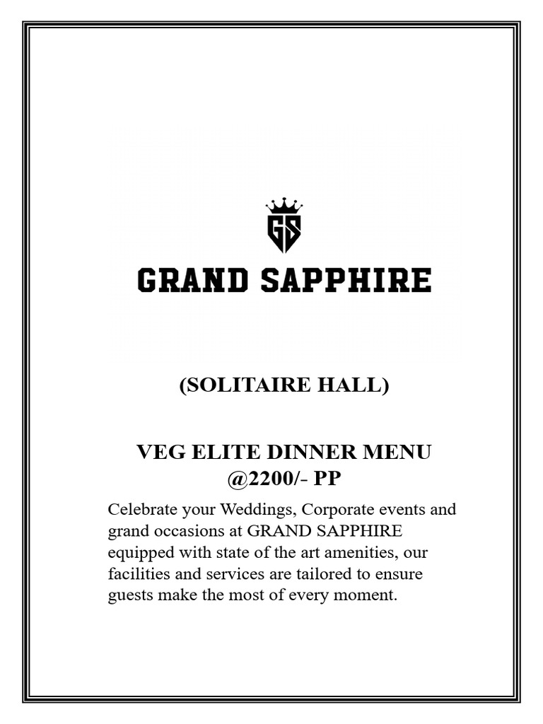 Veg Dinner Solitaire (Elite) | PDF | Foods | Cuisine