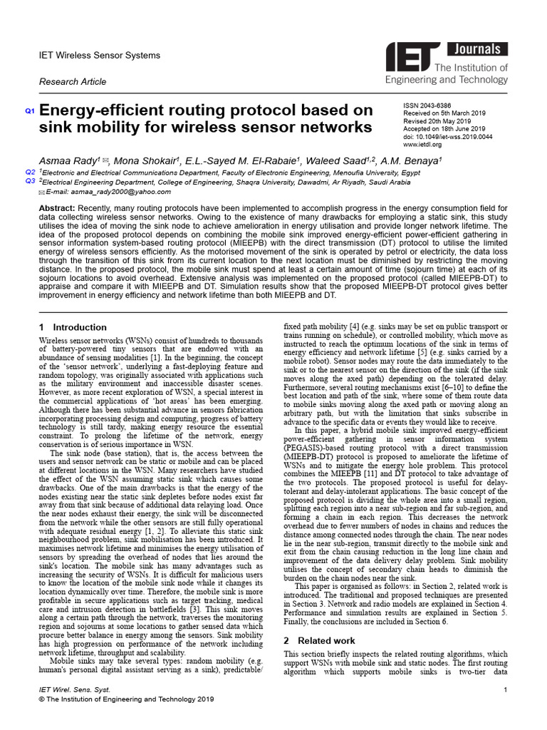 Energy-efficient routing protocol based on sink mobility for wireless ...