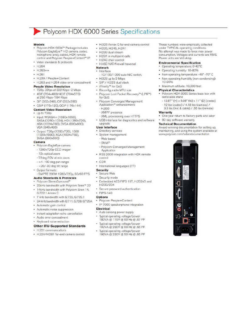 Polycom Camera Data Sheets | PDF