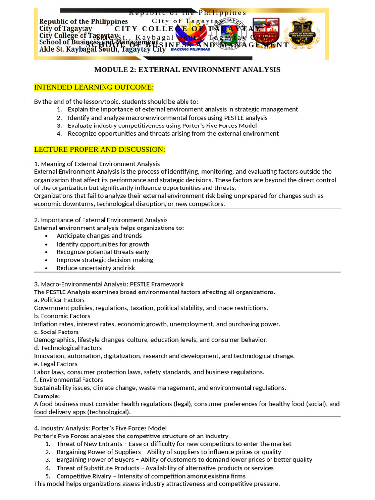 2 External Environment Analysis | PDF | Strategic Management | Economies