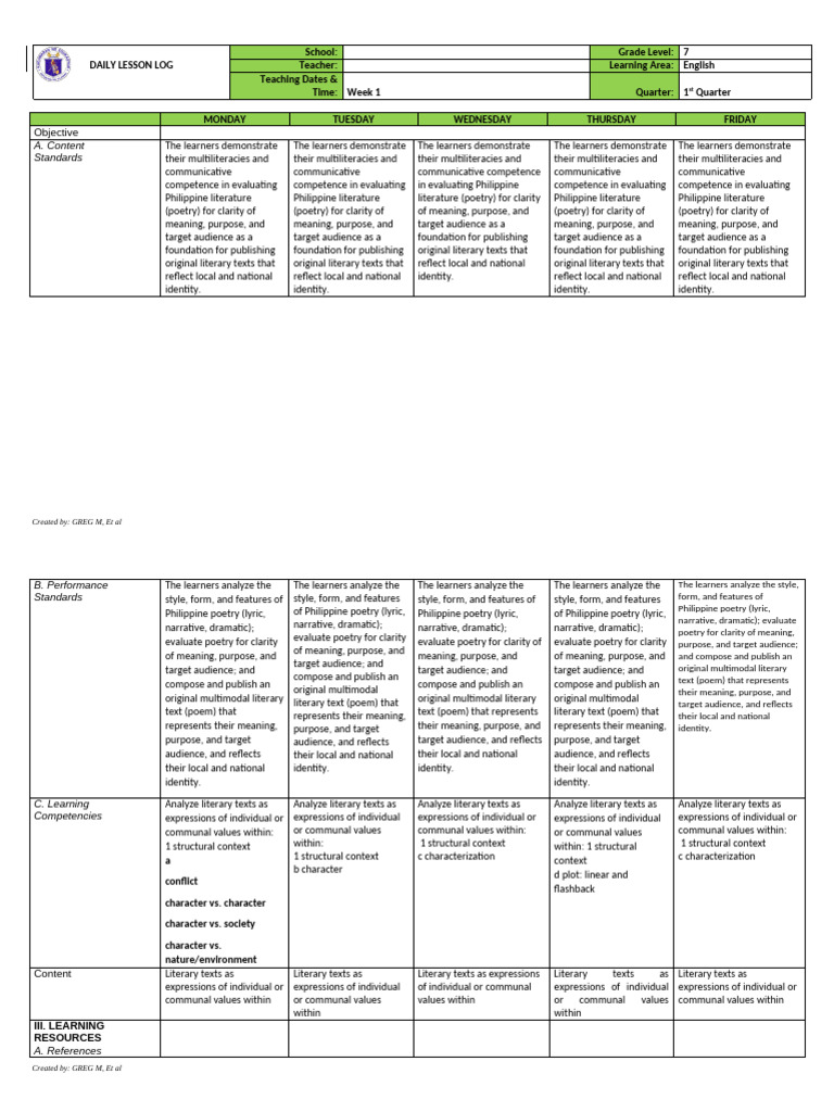 ENGLISH 7 Q1 WEEK 1 | PDF | Narrative | Value (Ethics)