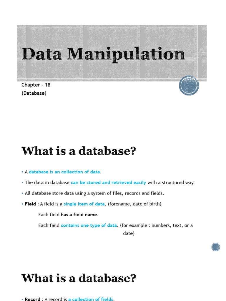 Chapter 18 - Data Manipulation | PDF