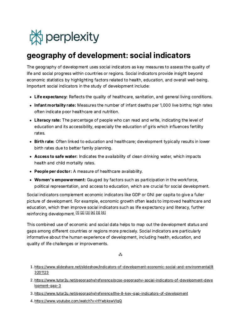 Geography of Development - Social Indicators | PDF | Infant Mortality ...