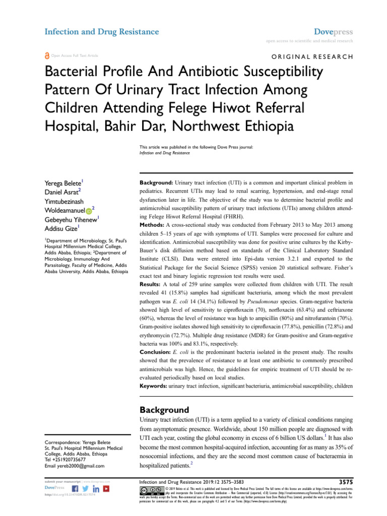 Idr 217574 Bacterial Profile and Antibiotic Susceptibility Pattern of u ...
