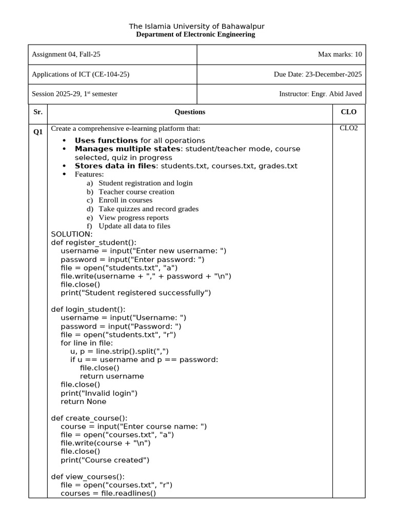 Assignment 04 ICT (1) | PDF | Computer Engineering | Computing
