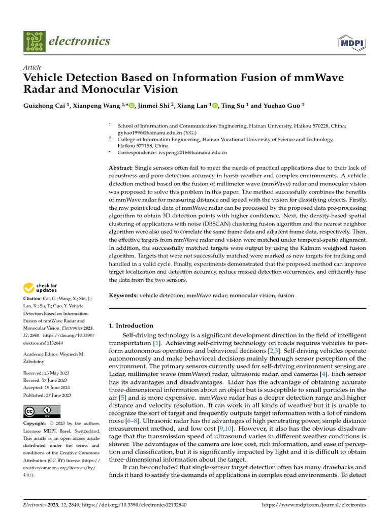 Vehicle Detection Based On Information Fusion of M | PDF | Cluster ...