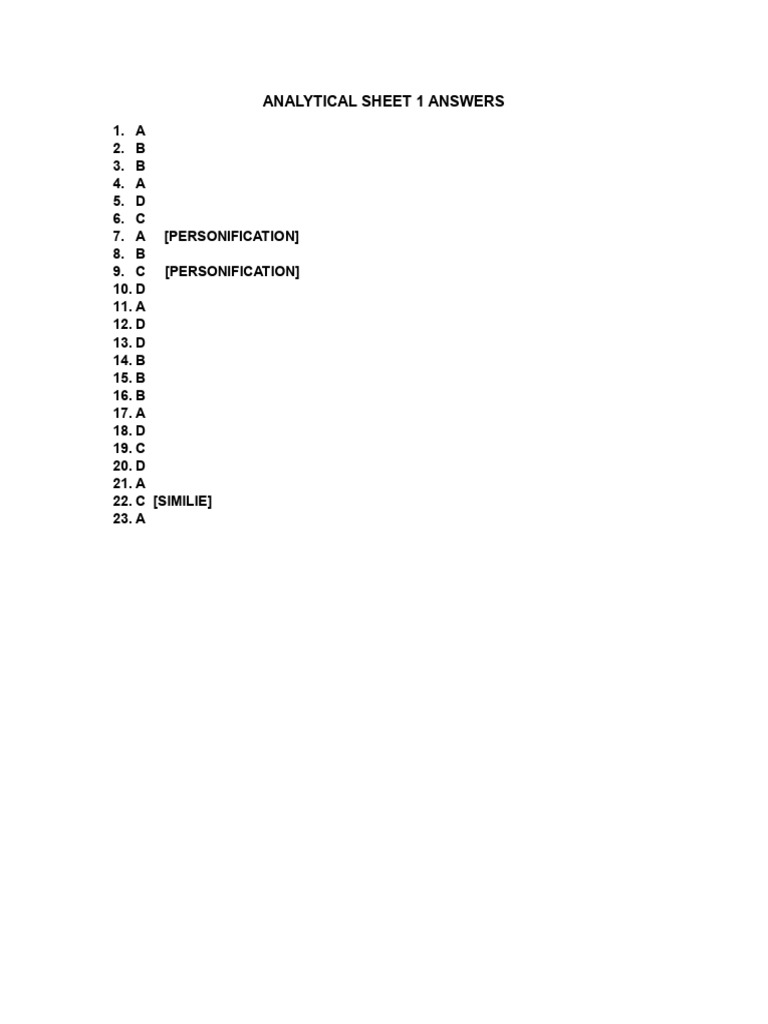 Analytical Sheet 1 Answers | PDF