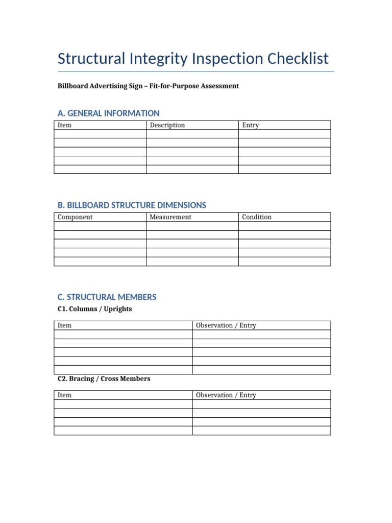 Billboard Inspection Checklist Updated | PDF