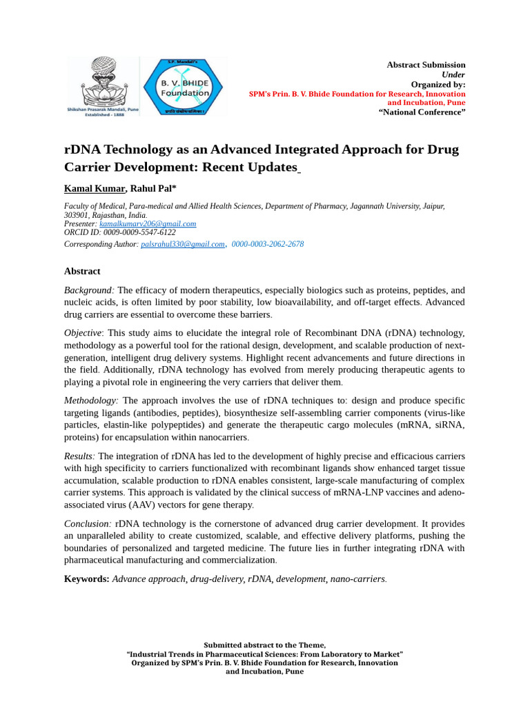 National Conference Kamal Kumar Abstract Submission f | PDF ...