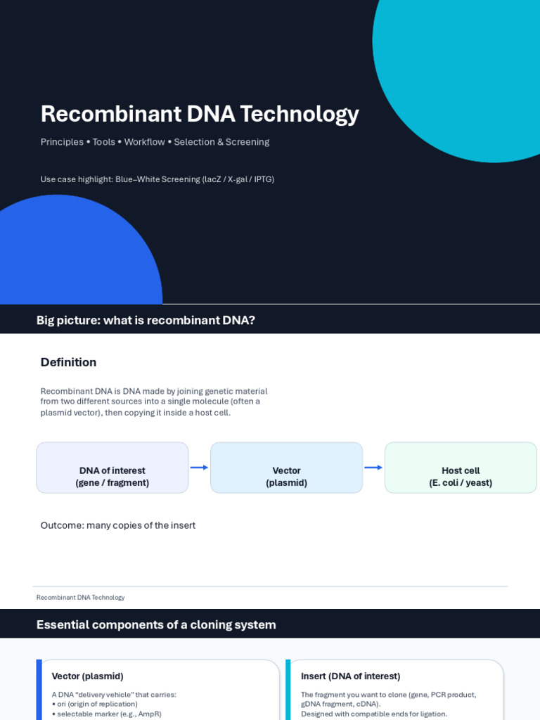 Recombinant DNA Blue-White | PDF | Molecular Cloning | Vector ...