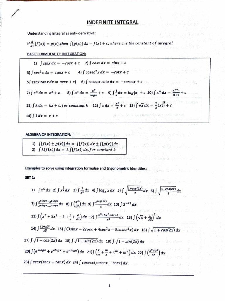 Indefinite Integral | PDF