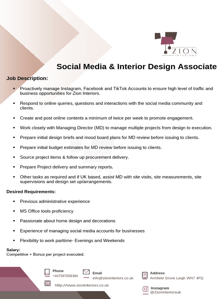 Interior Design & Marketing Associate JD | PDF