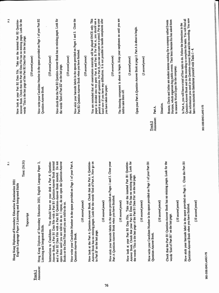 2021 Eng Paper 3 Tapescript | PDF