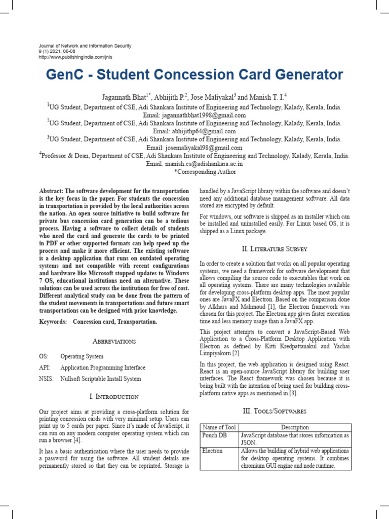 GenC Student Concession Card Generator | PDF | Java Script | Web ...