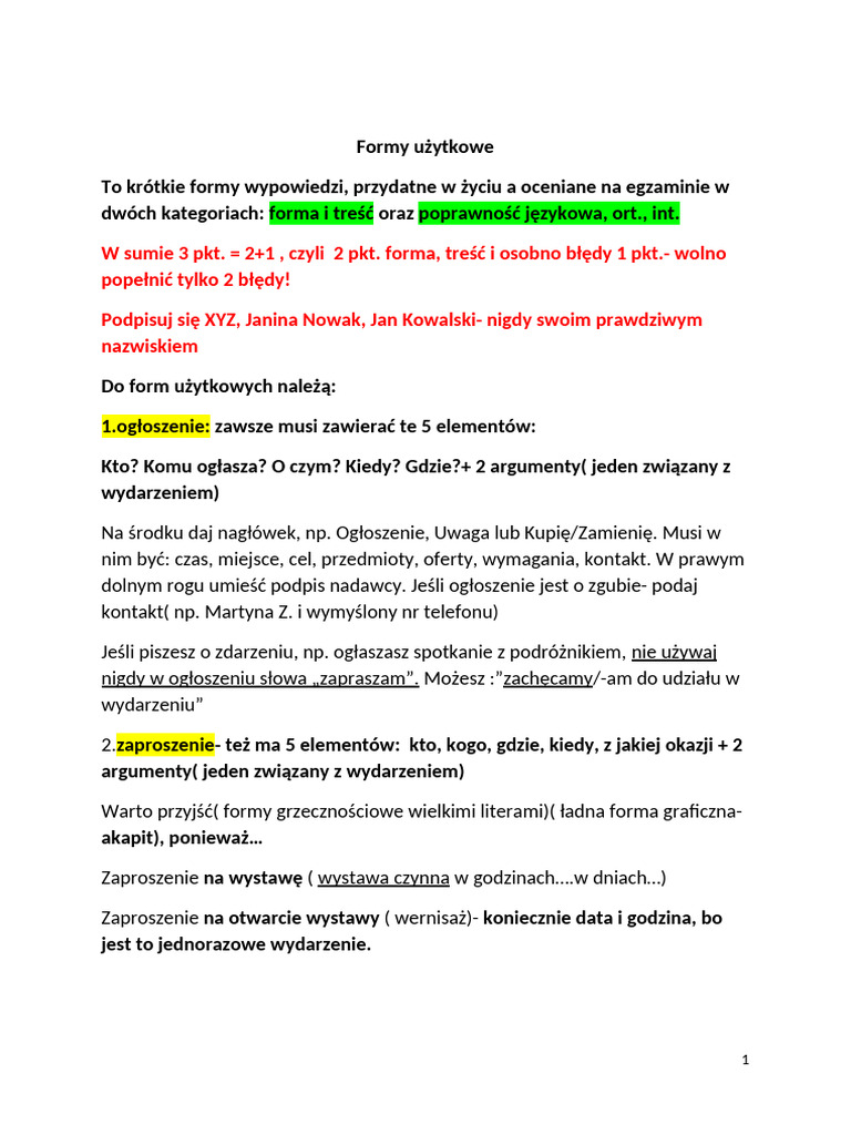 Formy Użytkowe | PDF