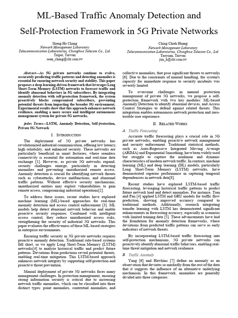 ML-Based Traffic Anomaly Detection and Self-Protection Framework in 5G ...