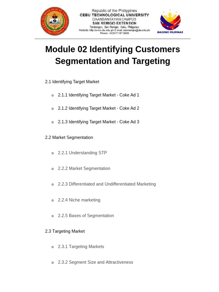 Module 02 Identifying Customers Segmentation and Targeting | PDF ...