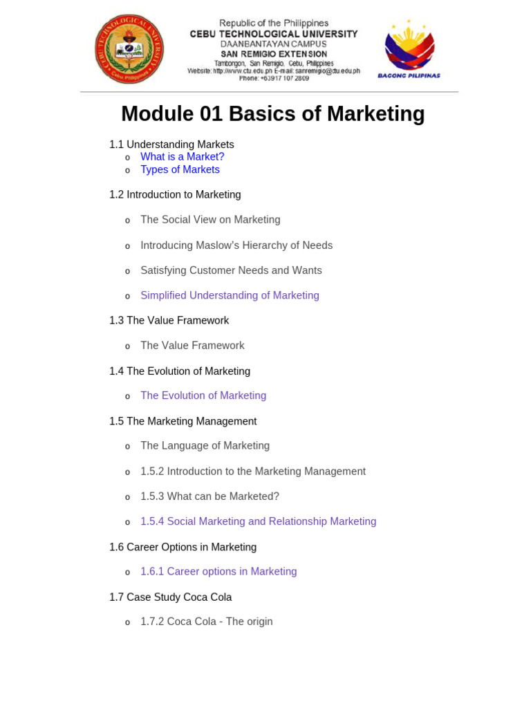 Module 01 Basics of Marketing | PDF | Marketing | Coca Cola