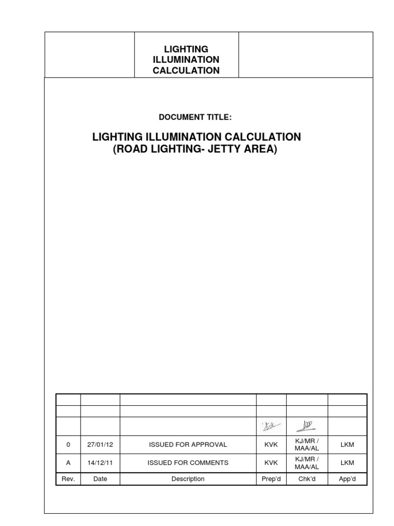 Road Lighting Calculation PDF Lighting Electrodynamics