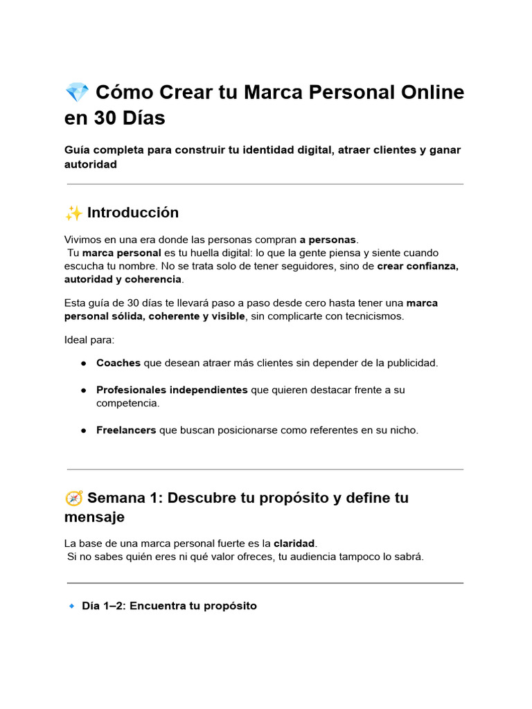 Tu marca personal en 30 dias | PDF | Gestión estratégica | Comunicación ...