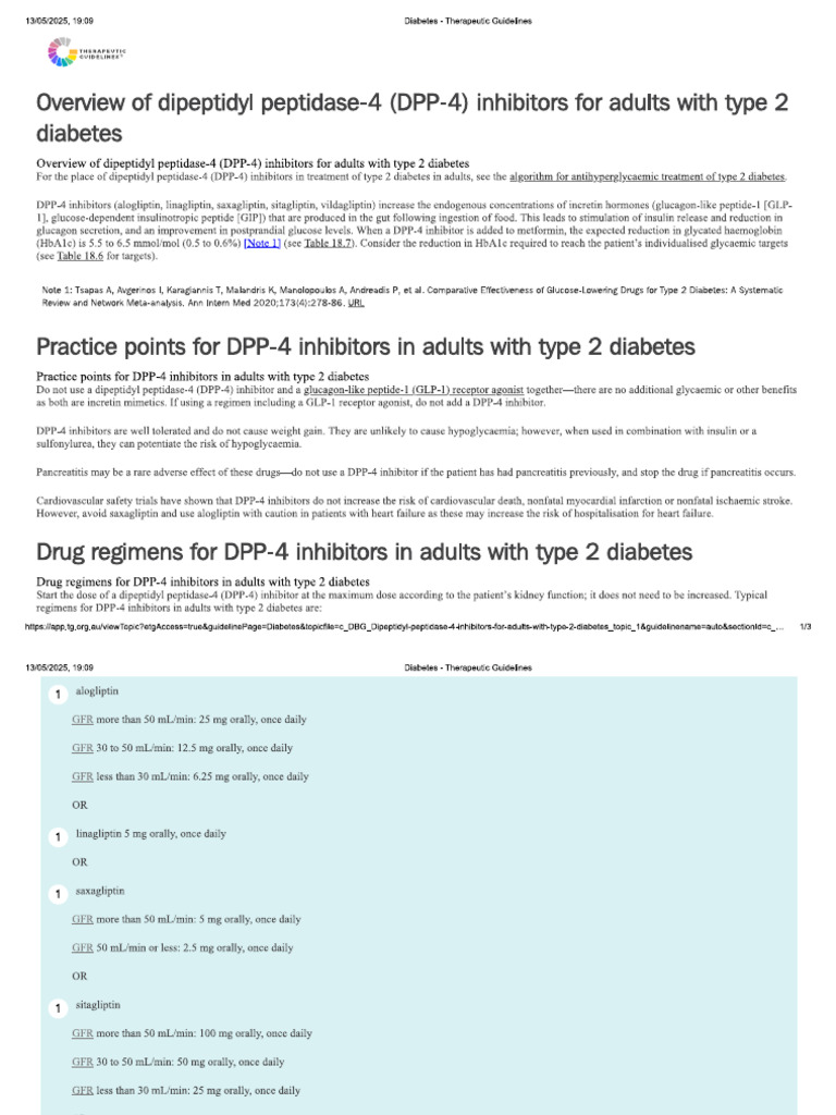 Dipeptidyl Peptidase 4 Inhibitors for Adults With Type 2 Diabetes | PDF
