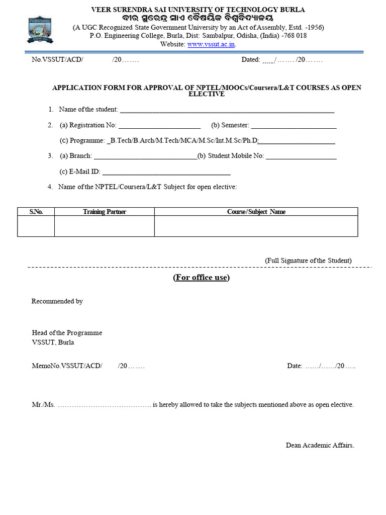 Open Elective Form | PDF