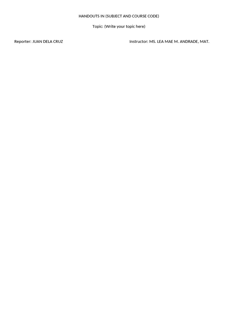 Handout Format | PDF