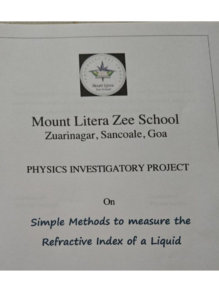 Sample Investigatory Project Physics | PDF