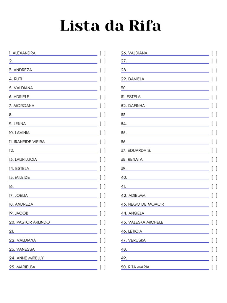 Lista Da Rifa | PDF