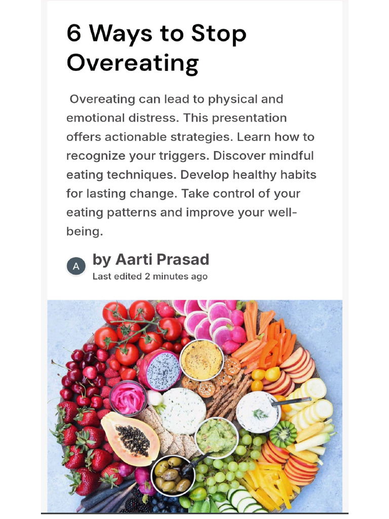 Stop Over Eating Habits | PDF