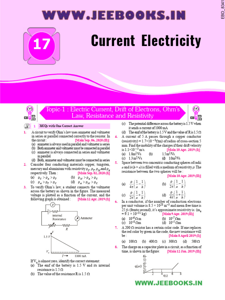3 Current Electricity | PDF | Electrical Resistance And Conductance ...