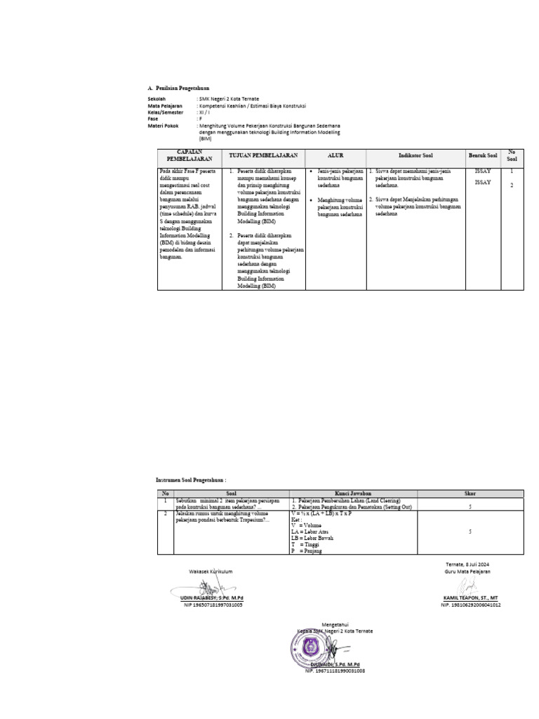 Rubrik Penilaian DPIB SMKN 2 Kota Ternate | PDF