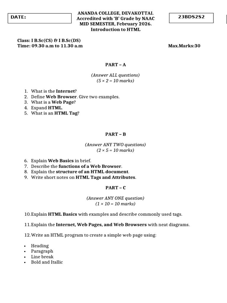 HTML Cs Ds Mid Feb2026 | PDF