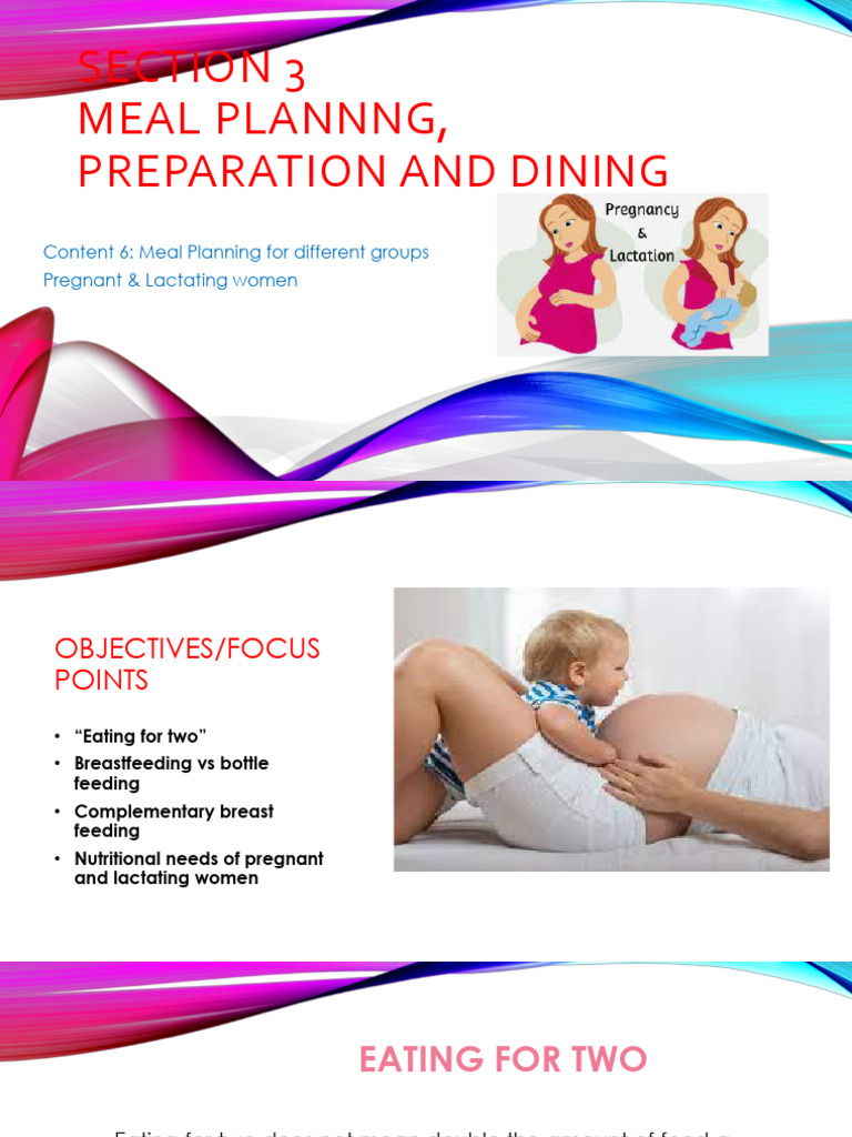SECTION 3 - Part 6 - Meal Planning Pregnant and Lactating Women | PDF ...