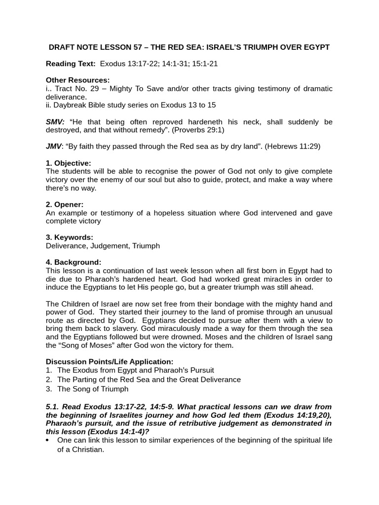 Draft Note Lesson 57 | PDF | Book Of Exodus | Moses