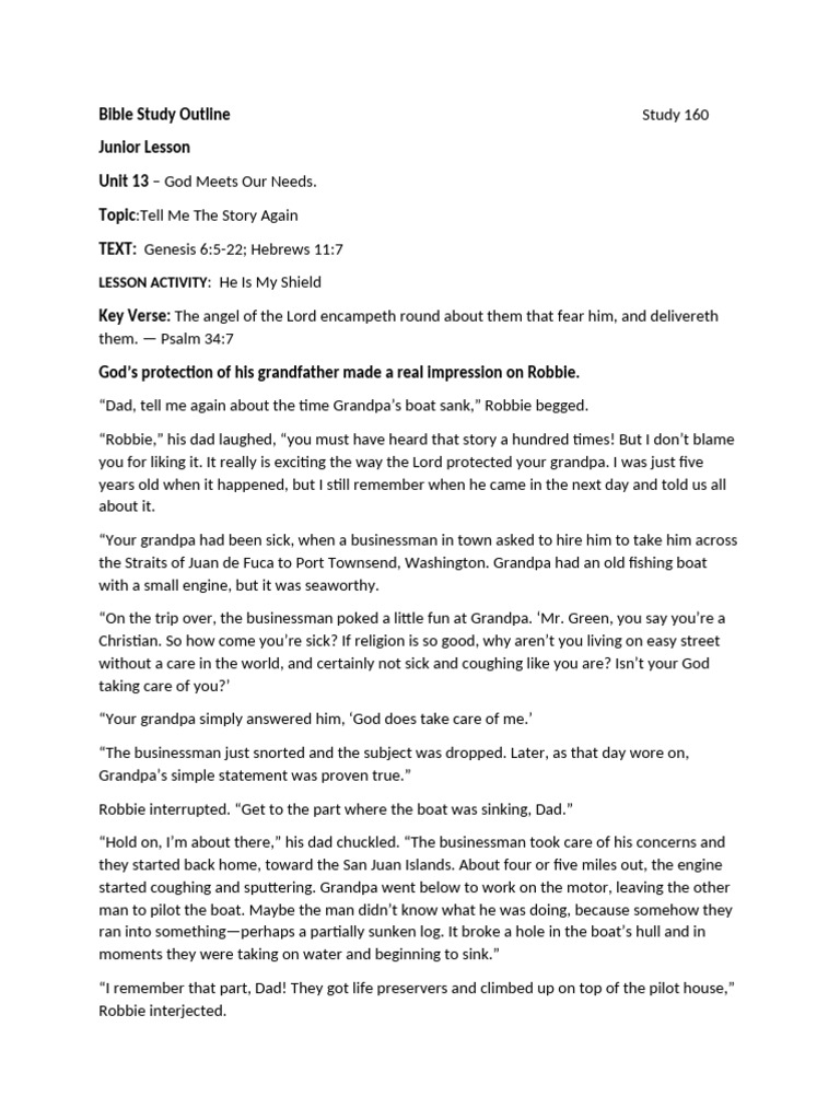 Bible Study, Junior Lesson 160 | PDF