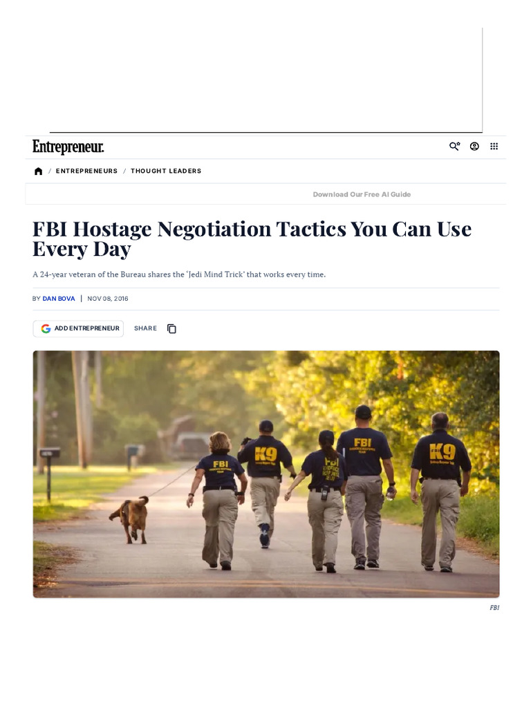 FBI Hostage Negotiation Tactics You Can Use Every Day | PDF | Negotiation