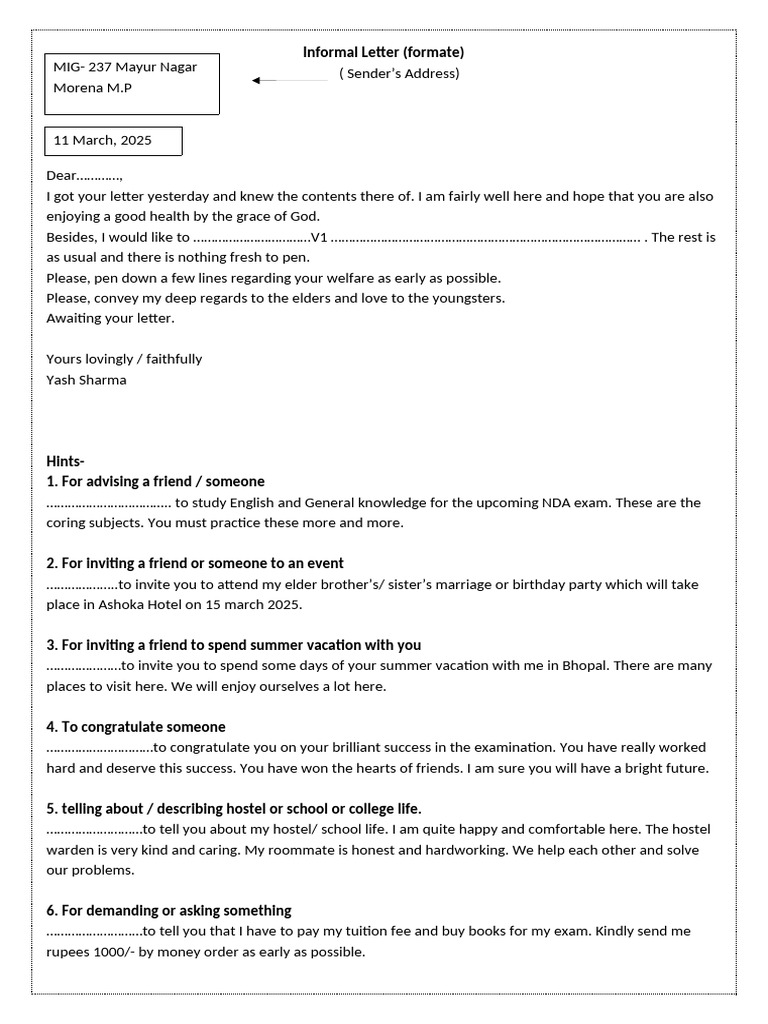 Format of Informal Letter | PDF | Soil | Trees