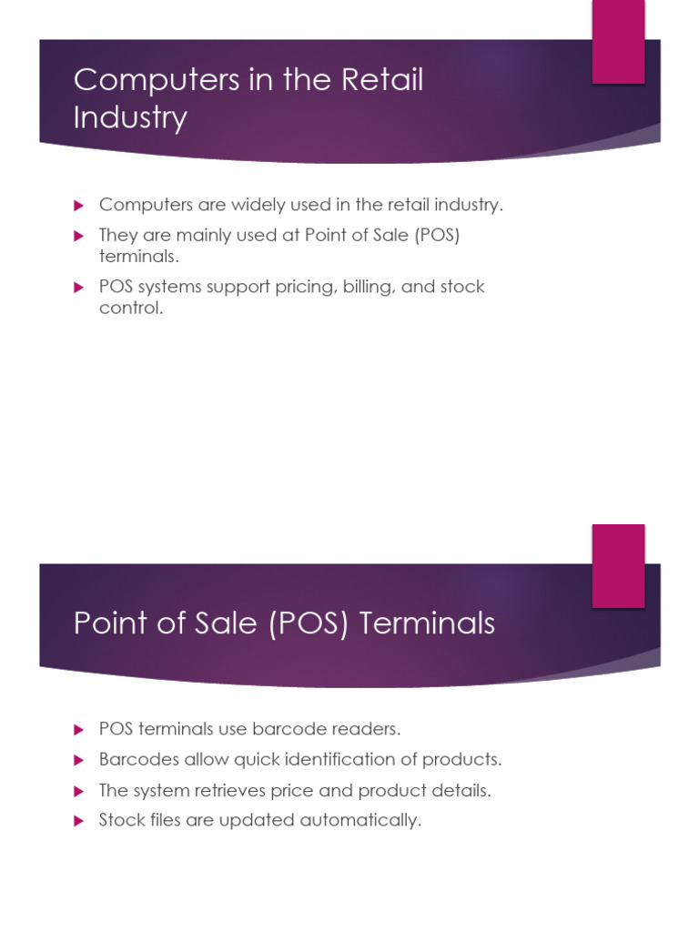 Computers in Retail Industry IGCSE ICT | PDF | Point Of Sale | Emv
