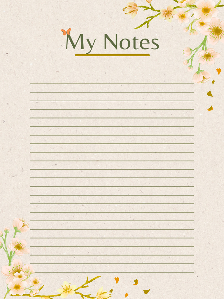 White Green Elegant Illustrated Floral Stationery A4 Notes Document | PDF