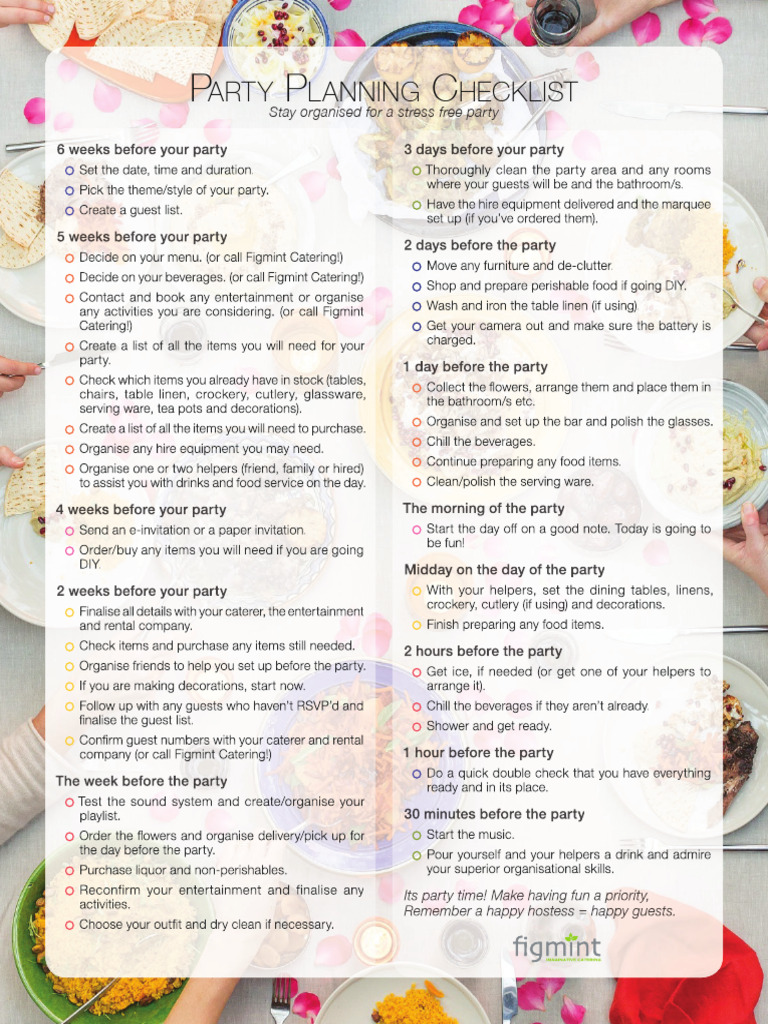Party Planning Checklist | PDF | Tableware