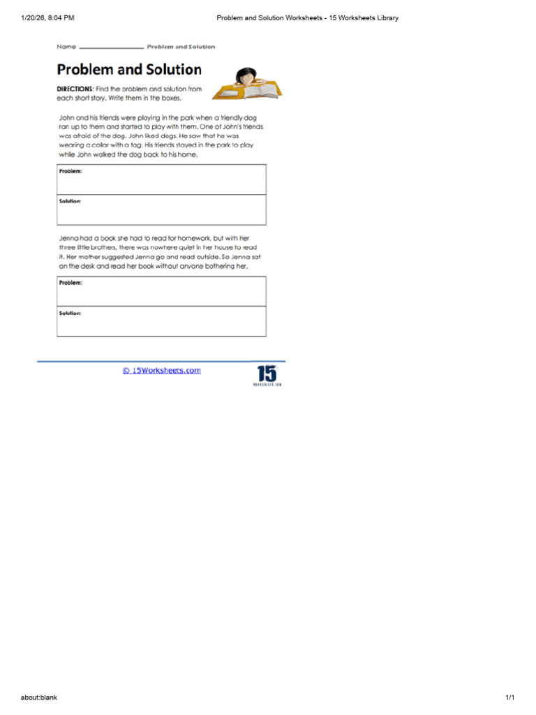 Problem and Solution Worksheets - 15 Worksheets Library | PDF