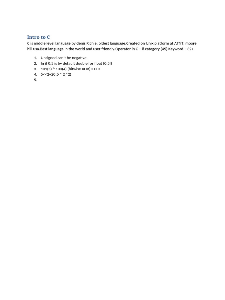 Intro To C | PDF