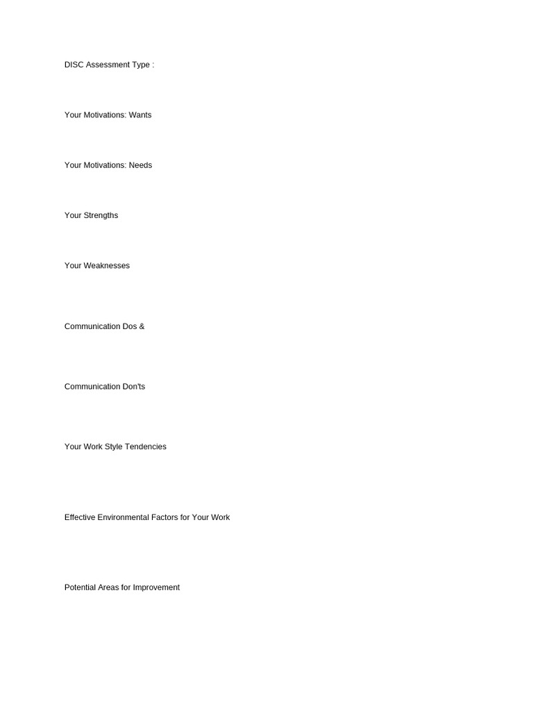 DISC Assessment Questions | PDF